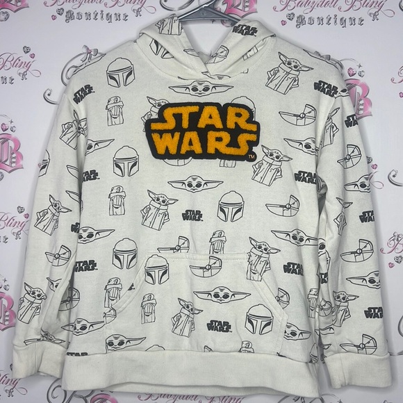 Star Wars hoodie Disney embroidered teddy furry baby yoda grogu spaceship - Picture 3 of 5